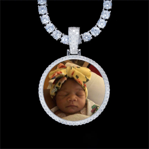 925S & VVS Moissanite 3D Circle Custom Picture Pendant