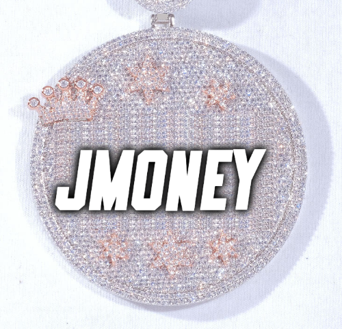 CUSTOM LETTER NECKLACE 3D BIG CROWN DISC
