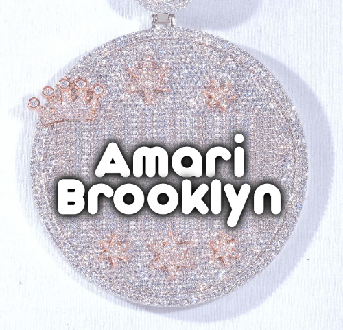 CUSTOM LETTER NECKLACE 3D BIG CROWN DISC