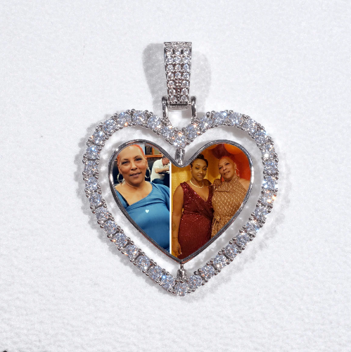 3D Spinning 2-Faced Heart Custom Picture Pendant
