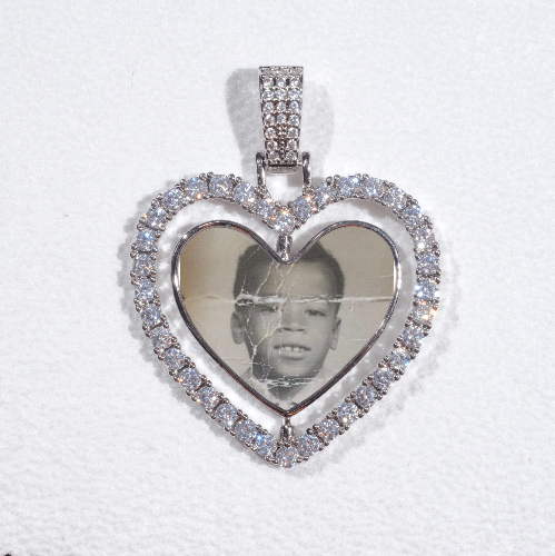 3D Spinning 2-Faced Heart Custom Picture Pendant