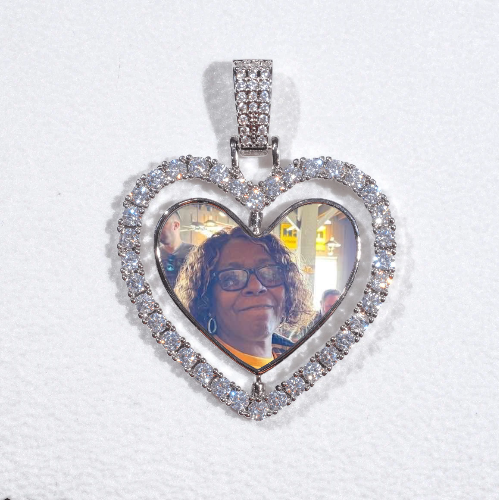 3D Spinning 2-Faced Heart Custom Picture Pendant
