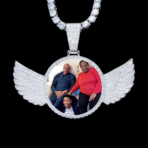 925S & VVS Moissanite 3D Wing Custom Picture Pendant