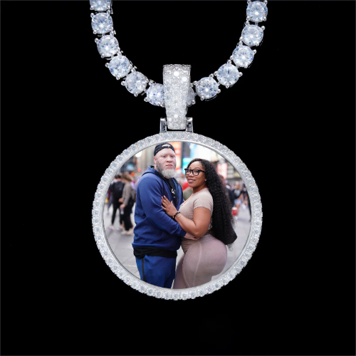 925S & VVS Moissanite 3D Circle Custom Picture Pendant