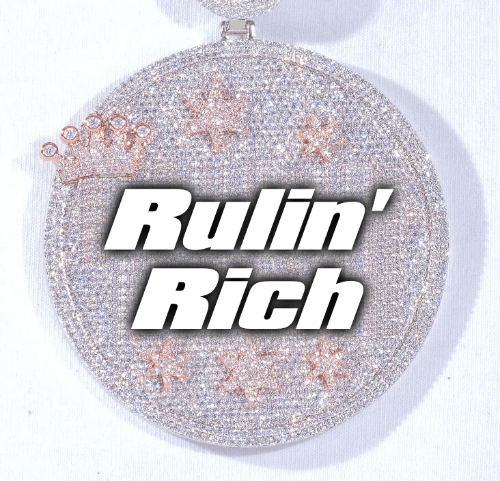 CUSTOM LETTER NECKLACE 3D BIG CROWN DISC
