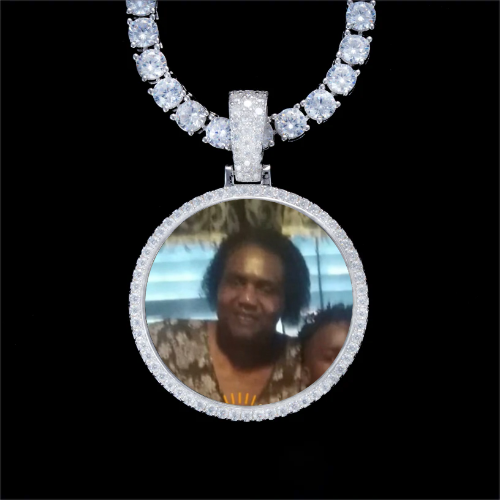 925S & VVS Moissanite 3D Circle Custom Picture Pendant