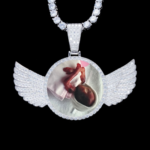 925S & VVS Moissanite 3D Wing Custom Picture Pendant