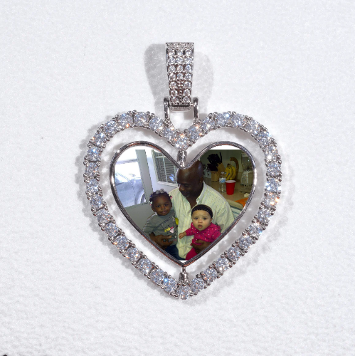 3D Spinning 2-Faced Heart Custom Picture Pendant