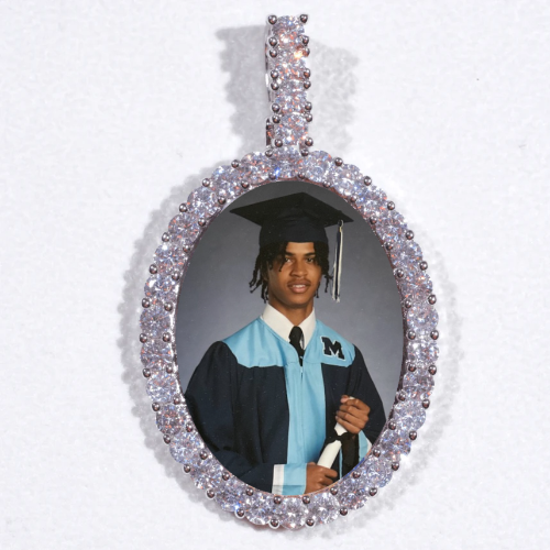 Large 3D Oval Custom Picture Pendant