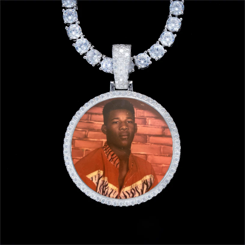 925S & VVS Moissanite 3D Circle Custom Picture Pendant