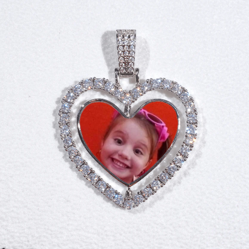 3D Spinning 2-Faced Heart Custom Picture Pendant
