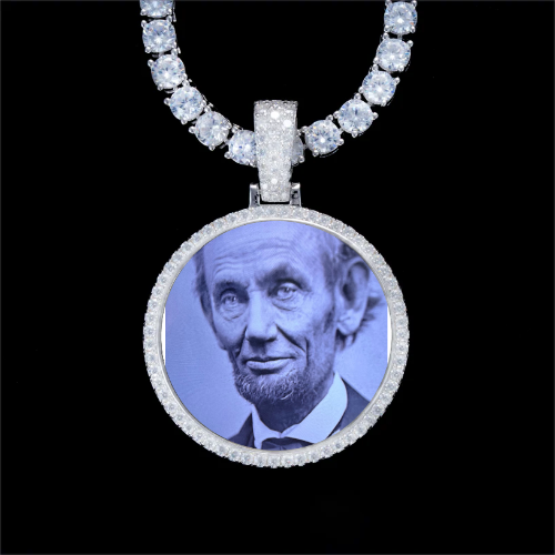 925S & VVS Moissanite 3D Circle Custom Picture Pendant