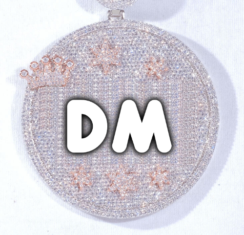 CUSTOM LETTER NECKLACE 3D BIG CROWN DISC