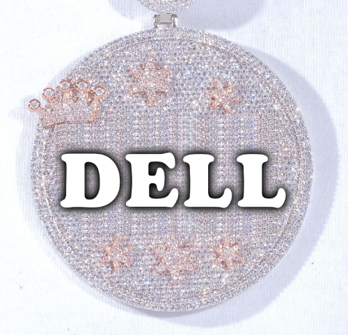 CUSTOM LETTER NECKLACE 3D BIG CROWN DISC