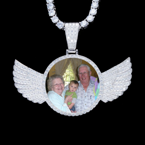 925S & VVS Moissanite 3D Wing Custom Picture Pendant