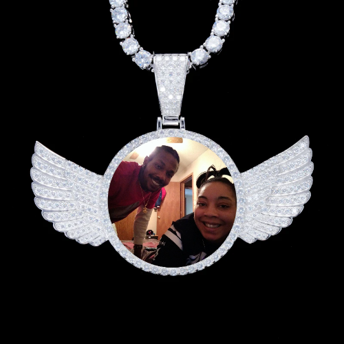 925S & VVS Moissanite 3D Wing Custom Picture Pendant