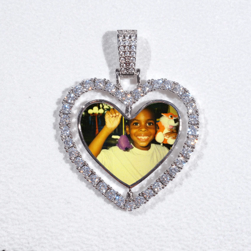 3D Spinning 2-Faced Heart Custom Picture Pendant