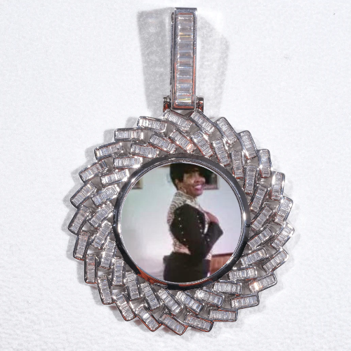 Large 3D Baguette Custom Picture Pendant