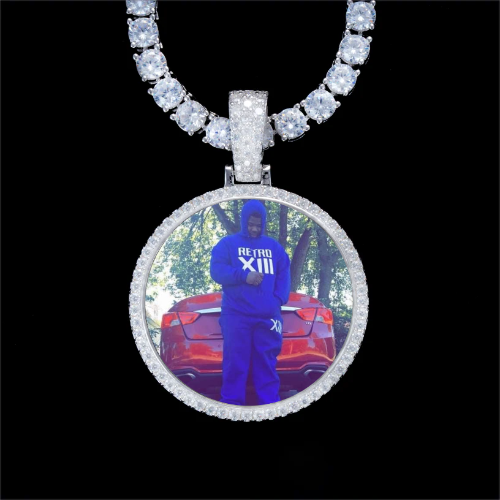 925S & VVS Moissanite 3D Circle Custom Picture Pendant