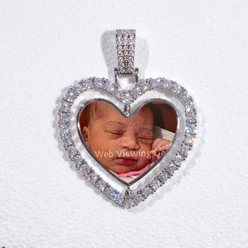 3D Spinning 2-Faced Heart Custom Picture Pendant