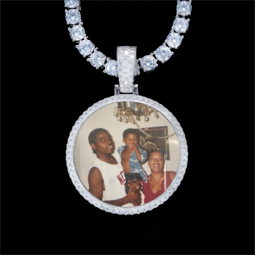 925S & VVS Moissanite 3D Circle Custom Picture Pendant