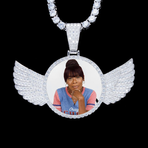 925S & VVS Moissanite 3D Wing Custom Picture Pendant