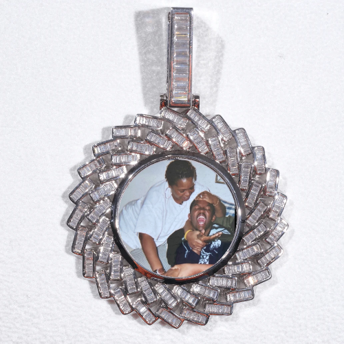 Large 3D Baguette Custom Picture Pendant