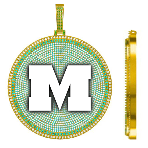 CUSTOM LETTER NECKLACE 3D BIG DISC