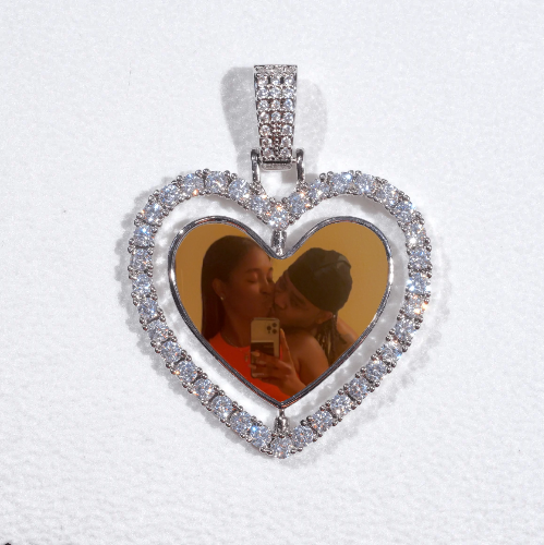3D Spinning 2-Faced Heart Custom Picture Pendant