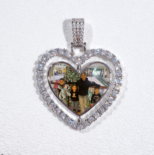 3D Spinning 2-Faced Heart Custom Picture Pendant
