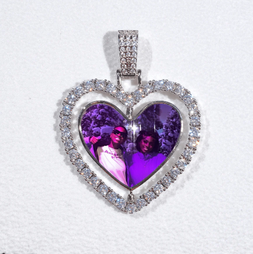 3D Spinning 2-Faced Heart Custom Picture Pendant