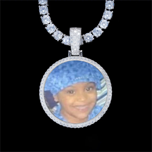 925S & VVS Moissanite 3D Circle Custom Picture Pendant