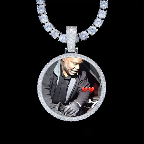 925S & VVS Moissanite 3D Circle Custom Picture Pendant