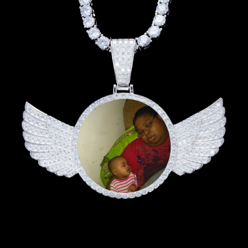 925S & VVS Moissanite 3D Wing Custom Picture Pendant