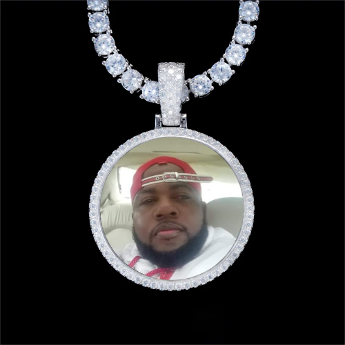 925S & VVS Moissanite 3D Circle Custom Picture Pendant