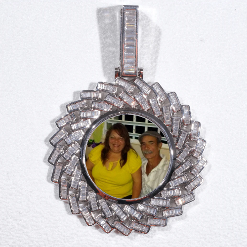 Large 3D Baguette Custom Picture Pendant
