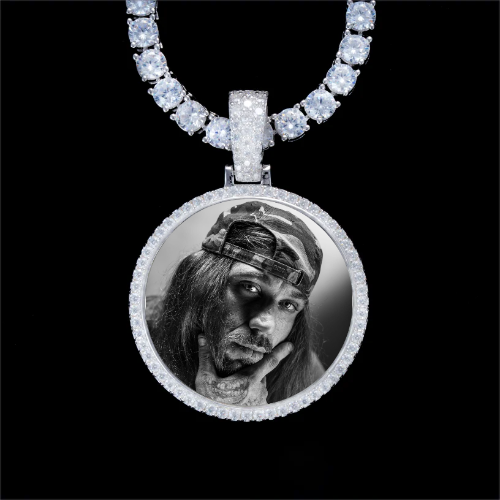 925S & VVS Moissanite 3D Circle Custom Picture Pendant