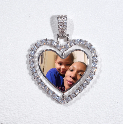 3D Spinning 2-Faced Heart Custom Picture Pendant
