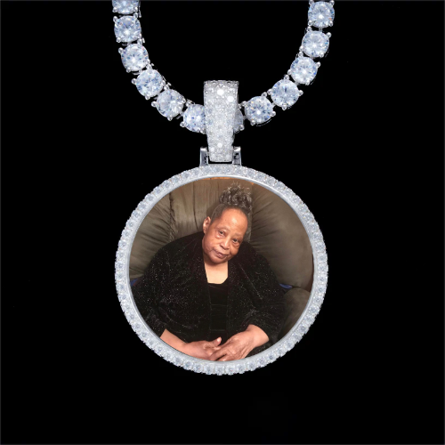 925S & VVS Moissanite 3D Circle Custom Picture Pendant