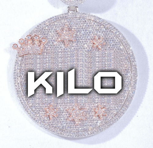 CUSTOM LETTER NECKLACE 3D BIG CROWN DISC