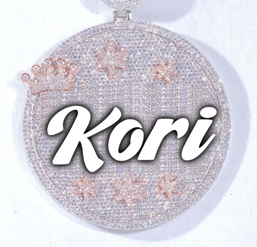 CUSTOM LETTER NECKLACE 3D BIG CROWN DISC
