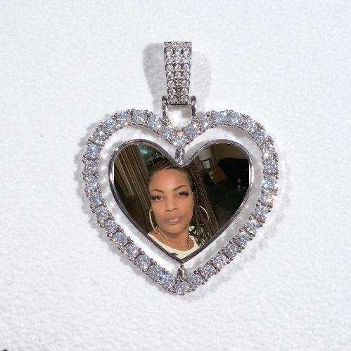 3D Spinning 2-Faced Heart Custom Picture Pendant