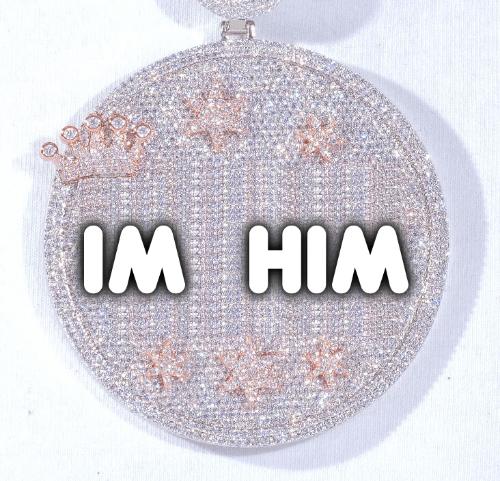 CUSTOM LETTER NECKLACE 3D BIG CROWN DISC