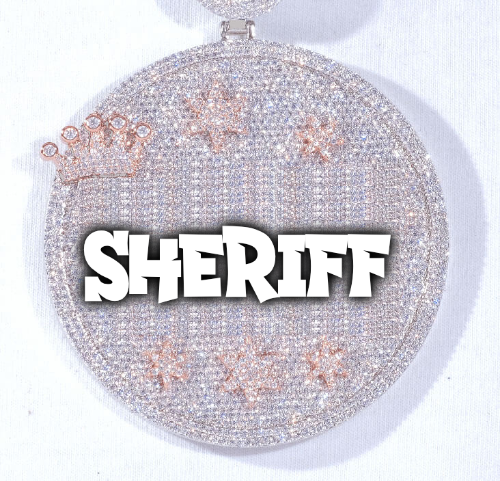 CUSTOM LETTER NECKLACE 3D BIG CROWN DISC