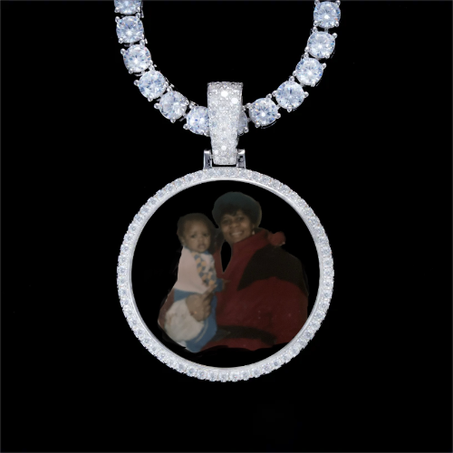 925S & VVS Moissanite 3D Circle Custom Picture Pendant