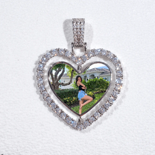 3D Spinning 2-Faced Heart Custom Picture Pendant