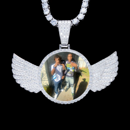 925S & VVS Moissanite 3D Wing Custom Picture Pendant