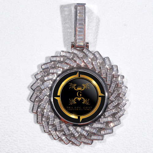 Large 3D Baguette Custom Picture Pendant