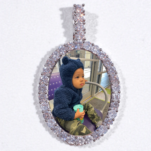 Large 3D Oval Custom Picture Pendant