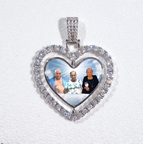 3D Spinning 2-Faced Heart Custom Picture Pendant